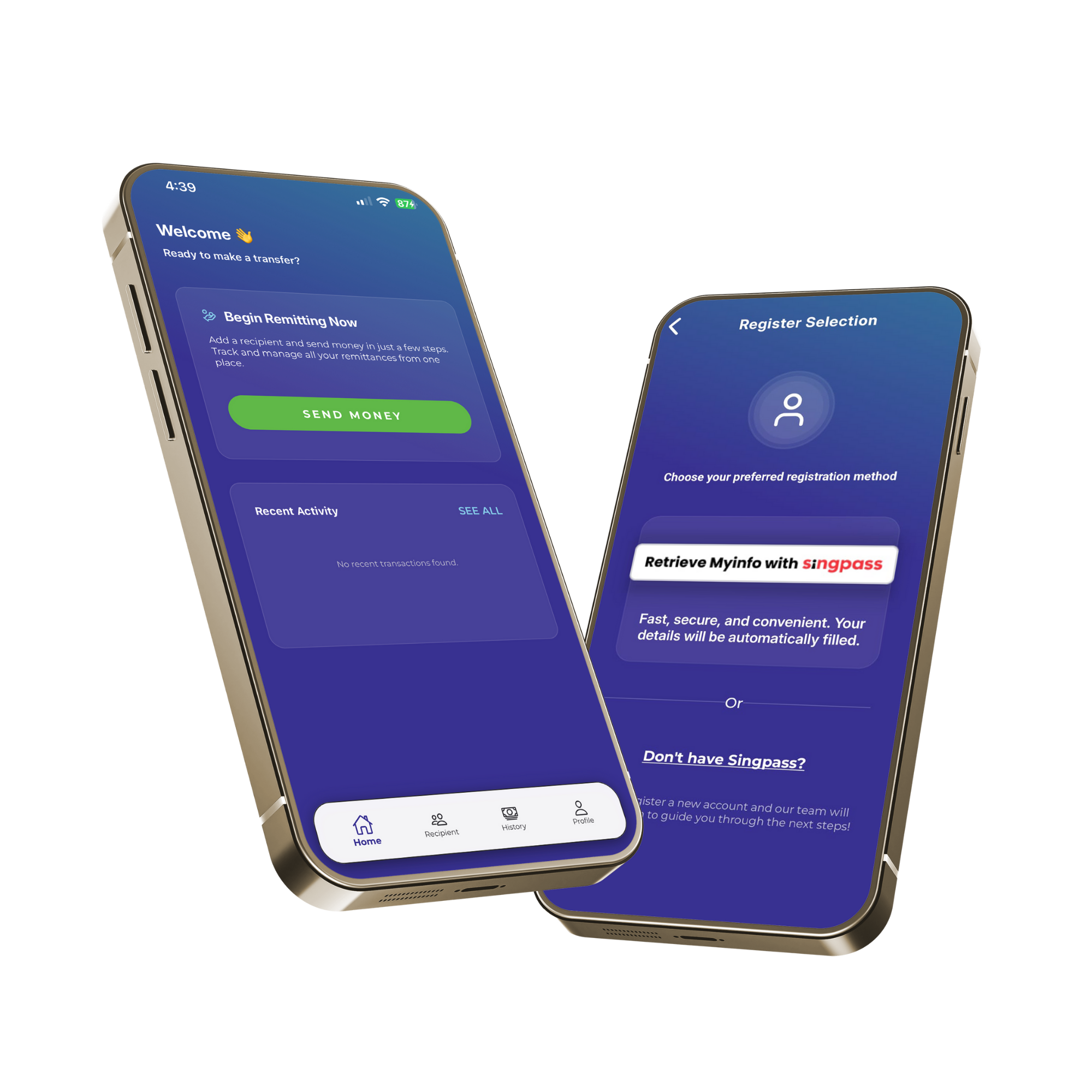 CYS MobilePay application shown on two phones